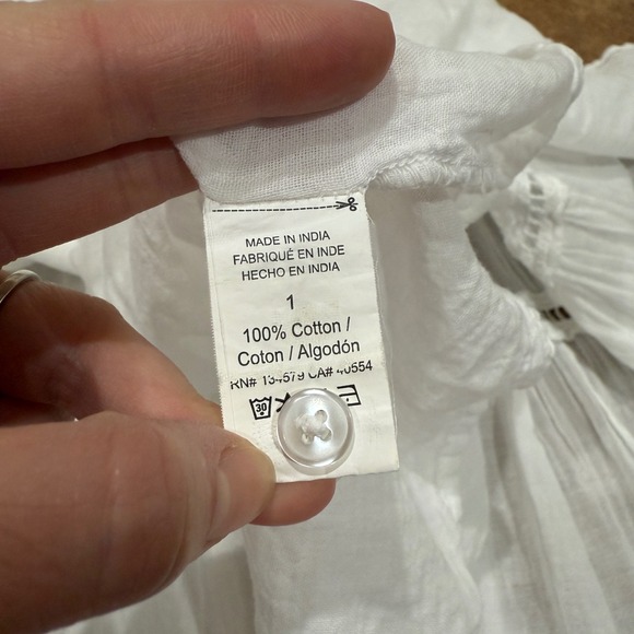 Sundry White Gauzy Cotton Peasant Midi Dress Sz 1 Small Boho Tiered Resortwear - Picture 6 of 9